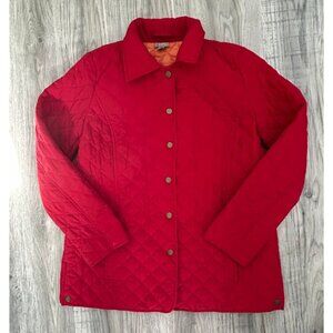 J. Jill Red Quilted Button-Down Jacket Polyester Lightweight Coat Size M Medium